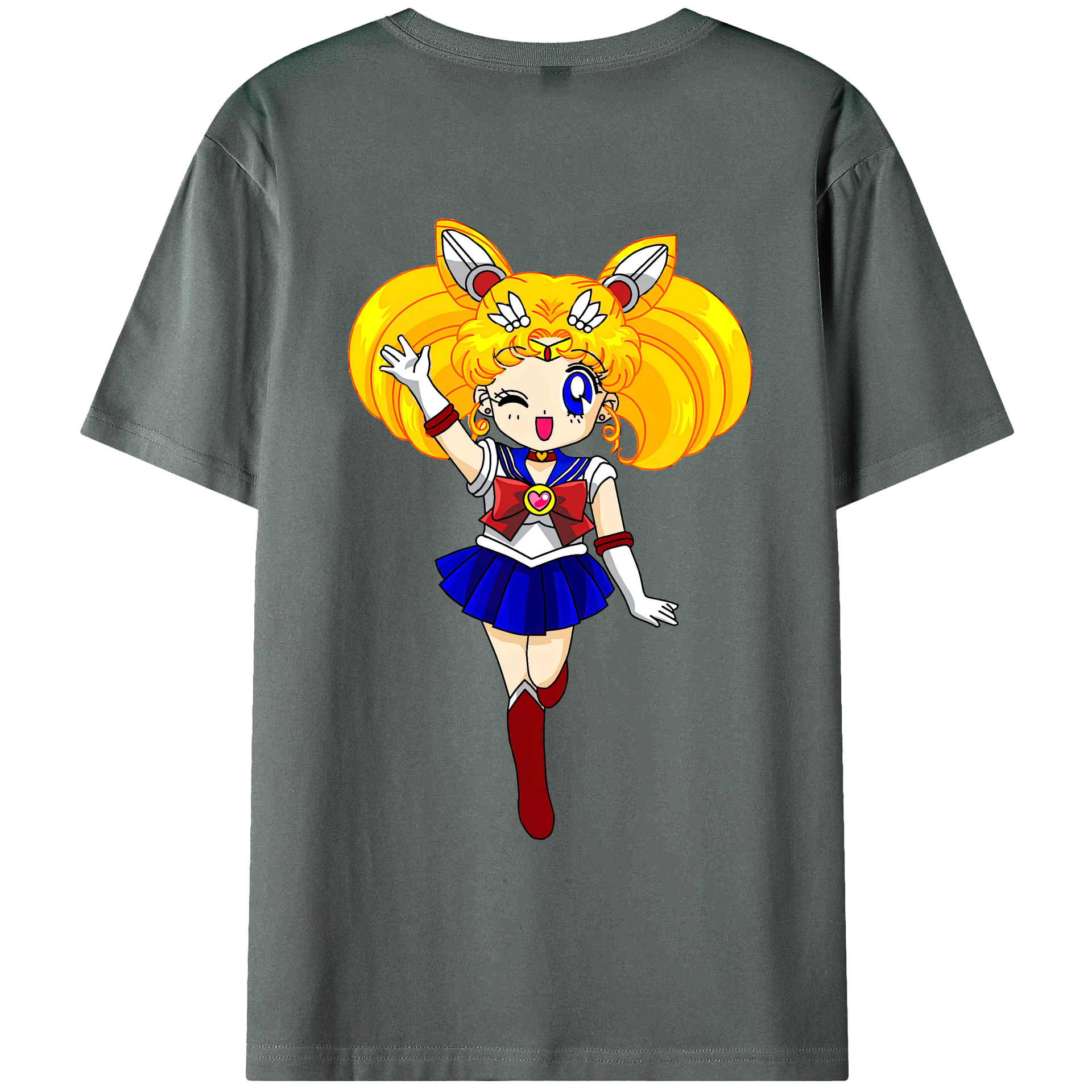 （画像用） 美少女戦士セーラームーン 月野 うさぎ つきの うさぎ Sailor Moon Tsukino Usagi 綿100％ メンズ半袖Tシャツ（バックプリント） 通気性